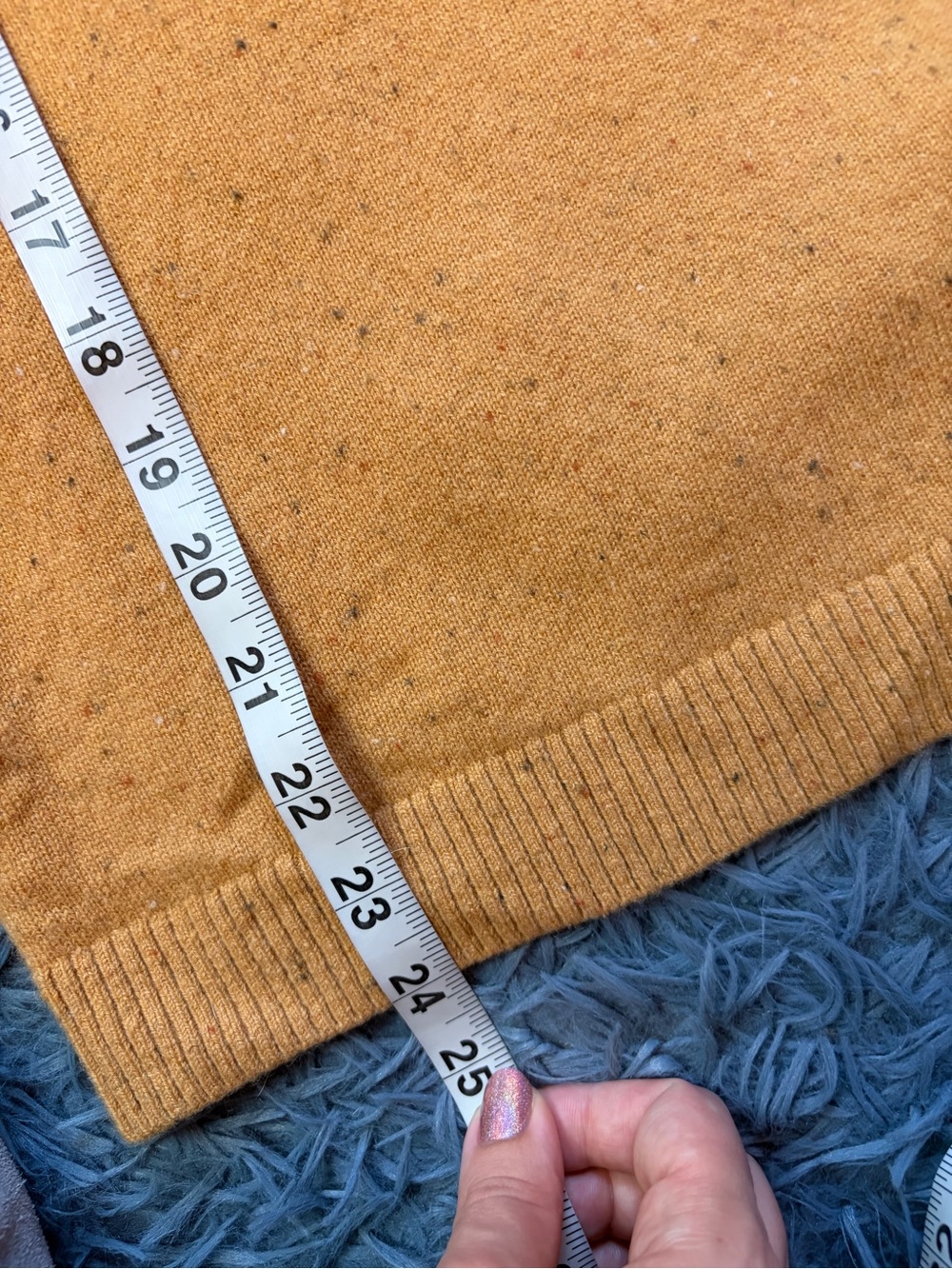 L.L. Bean Mustard Speckeled Crewneck 100% Cashmere Sweater Size M - Picture 4 of 5